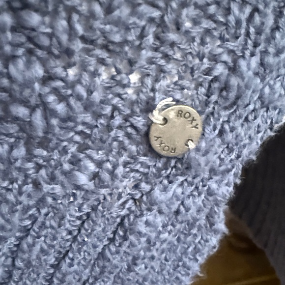 Roxy V-Neck Blue Hooded Sweater 100% Cotton - Picture 3 of 15